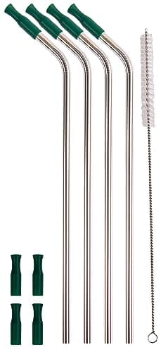 CocoStraw 4 Jumbo 14" Stainless Steel 100 oz Straw + 4 Silicone Tips Huge Super Long Drinking Wide Insulated Whirley Travel Mug Foam Truck Stop Cup (4 Jumbo Straws) — view 6