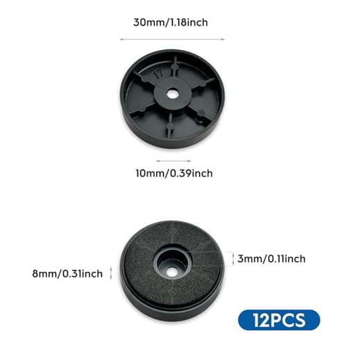 12pcs Speaker Shock Absorber Feet, 30x8mm Speaker Insulation Pad Non-Slip Rubber Dampers, for Audio, Speakers, Subwoofer, Home Cinema, HIFI Devices (Black) — view 2