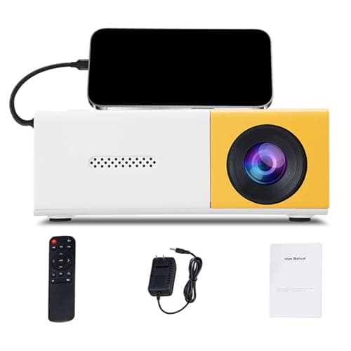 Mini Projector 1080P with 4K Support, Portable Video Projector for Phone, Mini Projectors for Bedroom Compatible with HDMI/AV/TV Stick/iOS/Android/USB (Yellow)