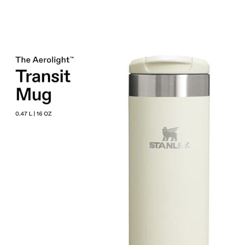 STANLEY 1913 Aerolight Transit Travel Mug 0.47L – Keeps 6 Hours Hot – 8 Hours Cold – Dishwasher Safe – Leakproof – Car Cup Holder Compatible – Insulated Coffee Cup – Cream Gloss — view 3