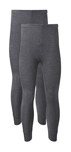 Heatwave® Pack of 2 Men's Thermal Trousers Long Johns Warm Underwear Baselayer, S M L XL XXL Thermals, Small Charcoal