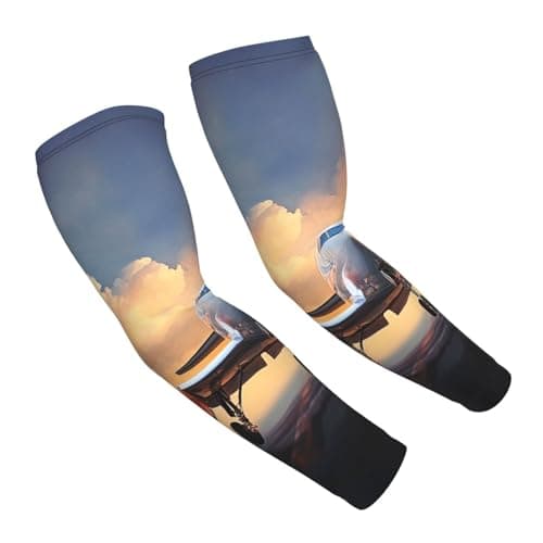 kkvhhyuo Arm Sleeves for Men Women, airplane Print Cooling Protective Sleeve Covers Sun Protection Sports Sleeve for Gardening Cycling Hiking Outdoor Sports
