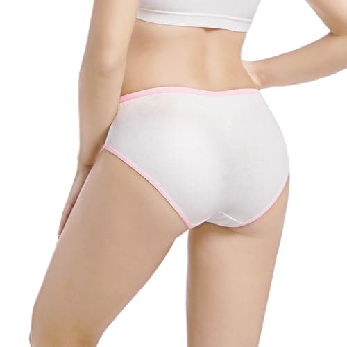 Women's Disposable Underwear for Travel-Hospital Stays- 100% Cotton Panties White(10pk) - White - Large 42-46" Hips — view 2
