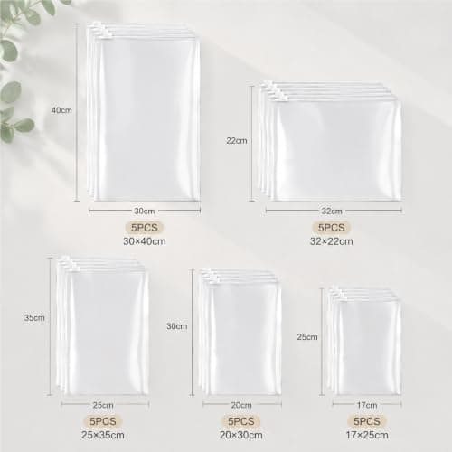 25Pcs Reusable Zip Lock Bags, 5Sizes Waterproof Travel Clothes Storage Bags — view 4
