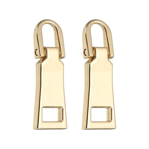 sourcing map 2Pcs Zipper Pull Replacement, Detachable Metal Zipper Handle Mend Fixer Tab Repair for Luggage Suitcase Backpack Jacket Bags Boots Coat Handbags, Gold