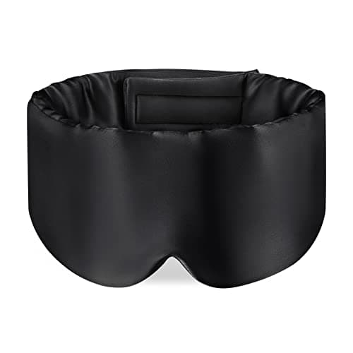 OLESILK 100% Natural Mulberry Silk Eye Mask for Sleeping, Large, Black