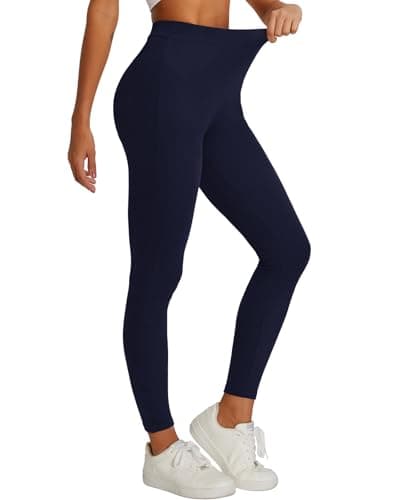 Havideto Thermal Cotton Leggings Women High Waisted Ladies Fleece Lined Pants UK Winter Thick Warm Navy M/L
