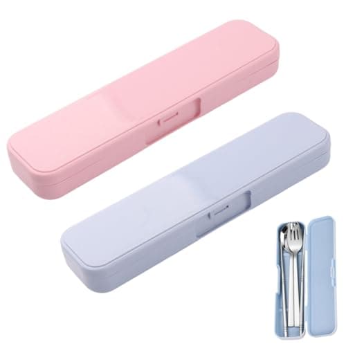 Hahhhha 2pcs Rectangle Flatware Organizer Cutlery Fork Spoon Travel, Portable Flatware Box Tableware Storage Case, Travel Case Tableware Storage (Size:20x5x2.8cm)