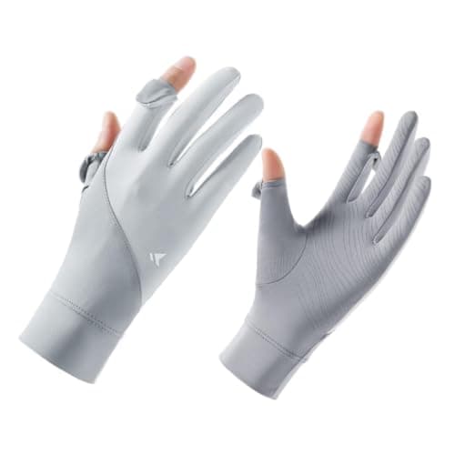 UV Sun Protection Gloves for Women Full Finger Ice Silk Touch Screen Non-Slip Driving Gloves for Travel Golf Running, gray, One Size