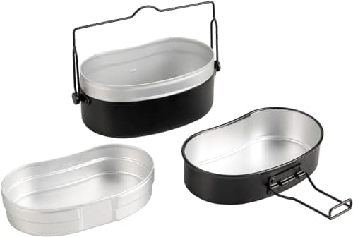 Messkit Camping Cooking Set Camping Cookware Set Mess Tins for Camping Cook Set Camp Cookware Cooking Pot Camping Cooker Mess Kit Aluminum 1.1L — view 3