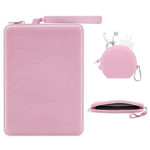 MoKo 6-7 Inch Silicone Clutch Sleeve for Kindles & E-Readers, Multi-Purpose Bag with Accessory Pouch Fits 7" Paperwhite/Colorsoft & 6.8" Paperwhite, 6" Kindles, Kobos, Nook, iPad Mini 6, Pink