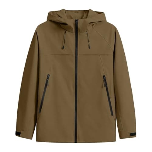 Anbiryeik Waterproof Jackets Mens Windproof Hooded Raincoat Lightweight Packable Softshell Jacket Fast Dry Breathable Summer Windbreaker Pullover Top for Running Cycling Climbing Walking Coffee 3XL — view 3