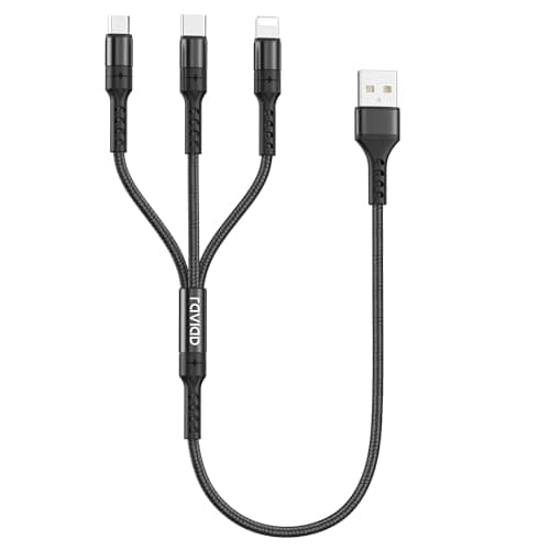 RAVIAD Multi Charger Cable, 3 in 1 Charger Cable 3A USB Fast Charging Cord