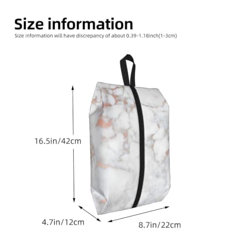 White Marble Rose Gold Print Waterproof Shoe Bag Travel Bag with Carry Strap Storage Bag Versatile Cosmetic Bag-2pcs — view 3
