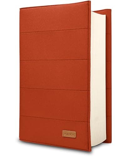 HANOI Collection® Adjustable™ Padded Book Sleeve, Book Protector, Padded Book Cover for Hard Covers and paperbacks. (Orange, Small)