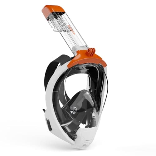 G2RISE Full Face Snorkel Mask Set Adults (Black Orange, XL)