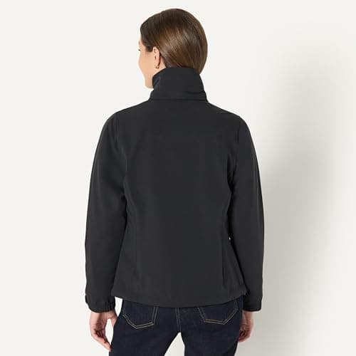 Amazon Essentials Women's Relaxed-Fit Packable Lightweight Waterproof Hooded Rain Jacket, Black, S — view 3