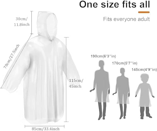 Rain Ponchos for Adults, 5‑Pack Disposable Clear Rainwear with Hood — view 2