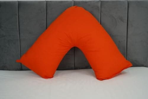 AR V shaped pillowcase cover, 100% Poly-cotton Back & Neck Support Orthopaedic Pregnancy/Nursing V Pillowcase cover only (Orange)