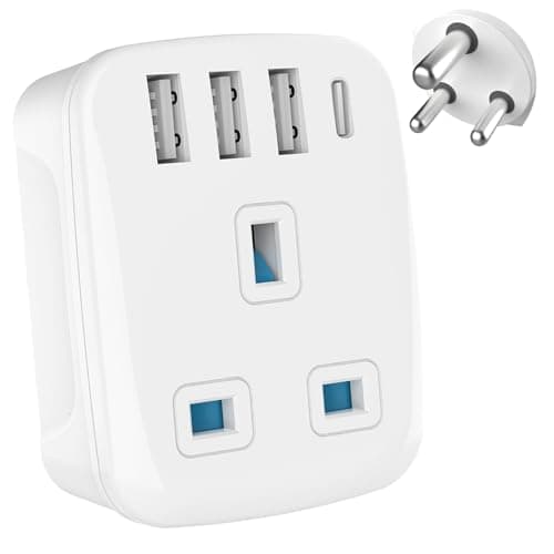 MyTravelPal UK to India Plug Adapter with USB C | British Safety Standards