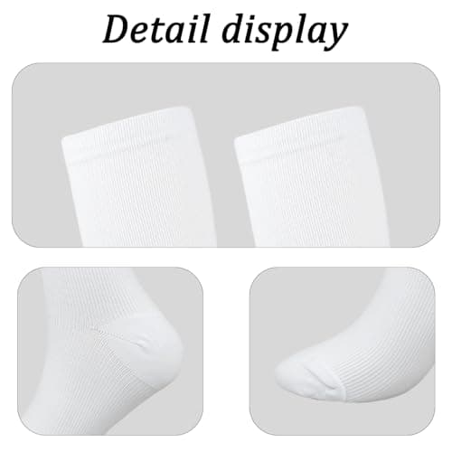 Compression Socks for Women & Men Travel Flight Compression Stocking Breathable Knee High Support Varicose Veins Socks for Athletic Running Maternity Pregnancy Nurses (White+White, S/M) — view 3