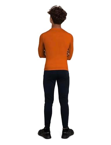 PowerLayer Kids Base Layer Long Sleeve Compression Shirt. Lightweight and Moisture Wicking Thermal Top for Football, Rugby, Soccer and Gym for Boys - Orange, 12-14 Years — view 6