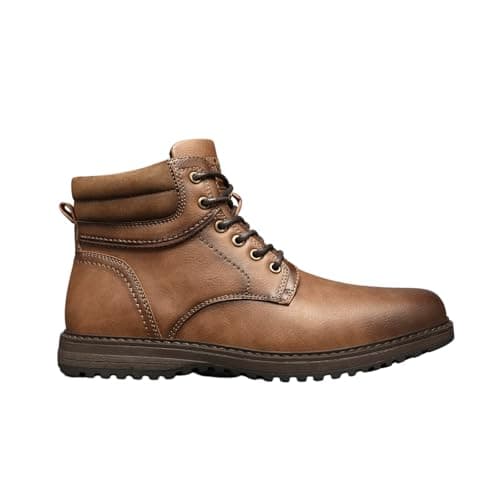 NovaNest Men’s Waterproof Faux Leather Ankle Boots – Casual Outdoor Hiking Work Boots with Non-Slip Rubber Sole, Cushioned Collar & Durable Stitching – Comfortable Everyday