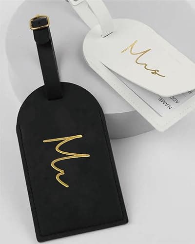 GroomBrideGifts Mr and Mrs Luggage Tags, Bridal Shower Gift, Honeymoon Travel Essentials, A Mr & Mrs, 4 * 3, Elegant, Romantic — view 4