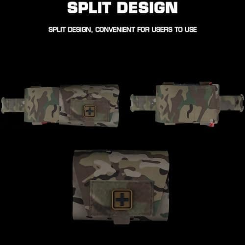 Compact MOLLE First Aid Kit - Quick-Detach Lightweight Emergency Medical Pouch for Outdoor Safety & Survival Gear (Khaki) — view 5