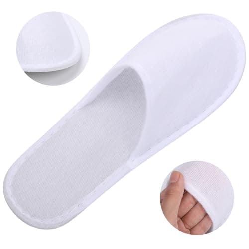 kuou Disposable Spa Slippers 6 Pairs Hotel Guest Slippers White Close Toes — view 6