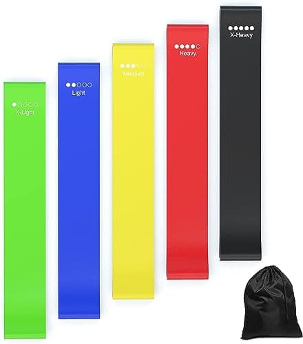 ODT Performance - Resistance bands exercise bands - Set of 5 - Mini-loop workout bands - 100% natural latex - for men women fitness yoga pilates physiotherapy rehabilitation arms legs chest home gym