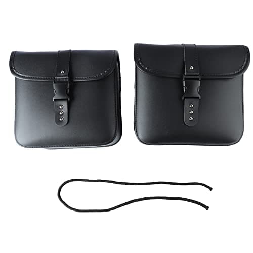 Motorcycle Saddle Bag, PU Leather Waterproof Rear Seat Saddle Bag, 1 Pair Motorcycle Side Saddlebags Travel Tool Tail Luggage-Black — view 6