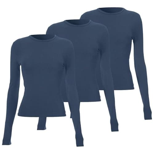 Ladies Thermal Tops 3 Pack Long Sleeve Tops for Women Soft Breathable Slim Fit Base Layer Shirt Ideal for Thermal Layering Casual Wear Shirt Women