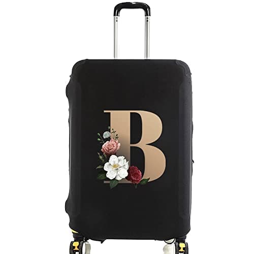 Initial Letter Printed Design Travel Trolley Case Cover Protector Washable Suitcase Cover Luggage Storage Covers for 18-28 Inch Luggage Cover (L (26-28 inch Luggage), gold B)