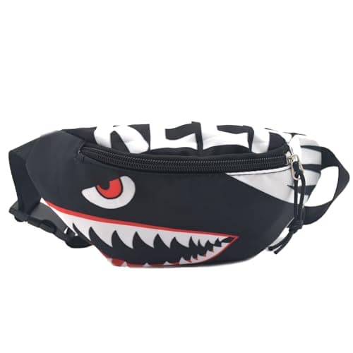 Dzxin Shark Fanny Pack,Kids Bum Bag Bumbag Cartoon Hipsack Belt Bag Waist Bag Fanny Pack Fabric Nylon Money Belt Crossbody Chest Bag for Children Grils Boys Running Hiking Travel Sports
