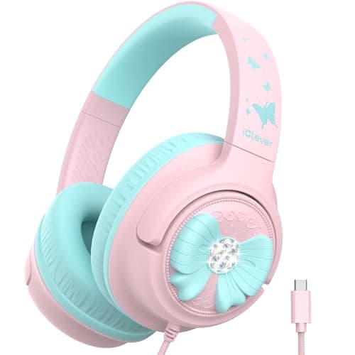 iClever Kids Headphones Wired USB C, Boys Girls Headphones for Kids