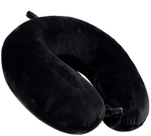 kierain Travel Pillow Memory Foam Neck Pillow Support Pillow Luxury Compact Lightweight Quick Pack for Camping,Sleeping Rest Cushion (Black)