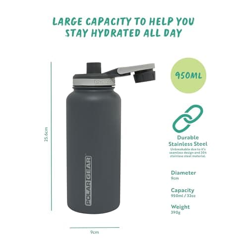 Polar Gear 1L Insulated Water Bottle - Double Wall Vacuum + Dust Cover Cap — view 3