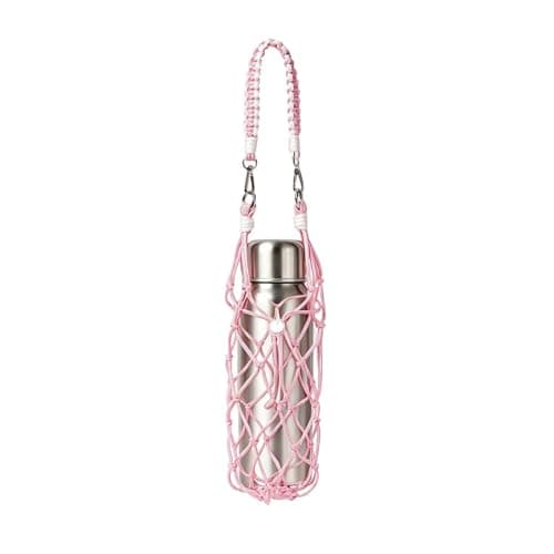 Bottle Sleeve,Cotton Woven Fashion Mesh Bag - Water Bottle Carrier with Strap - for Outdoor Hiking Fishing Cycling Travel Beach Vacation Shopping Gym Sports