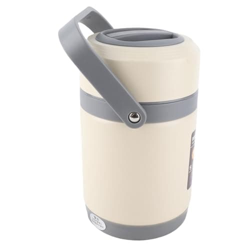 Brrnoo Thermal Cooker Pot Stainless Steel Portable Constant Temperature Heat Preservation Lifting Pot for Travel Camping (Beige) — view 3