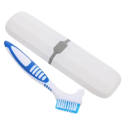 Portable Denture Brush Set with Storage Box Blue Pp Soft Bristles