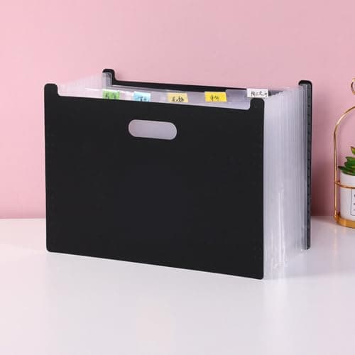 Generic File Organizer Expandable Folder for A4 Documents with 24 Compartments Lightweight Portable for Office School Home (Black) — view 2