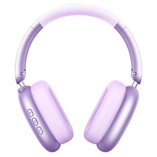 Wentronic Y01 Wireless Over Ear Headphones, Noise Canceling Bluetooth 5.3 Headphones with Microphones,Hi-Res Audio,48H Playtime,Foldable,Breathable Soft Earpads for iOS/Android/Samsung/PC-Purple