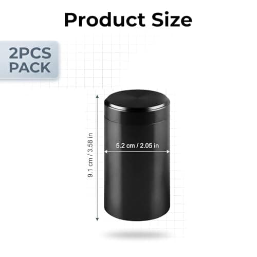 Hopzab 2PCS Aluminium Storage Tins, Travel Spice Containers, Camping Essentials, Hiking Accessories, Secure Screw-Top Airtight Tins, Portable Mini Size (Black & Silver) — view 2
