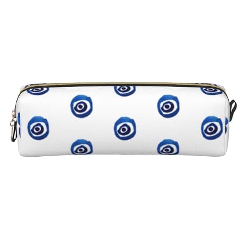 JKLQWC Evil Eyes Printed Leather Pencil Case with Gold Zipper - Simple and Lightweight Organizer for School, Office, Travel, Makeup — view 2
