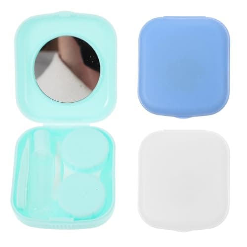 HOOWIFFY 3 Sets Pp Eye Lens Case Kit with Mirror for Home Use
