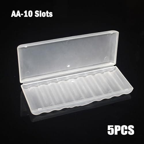 Vibsky 5 Pack AA AAA Battery Storage Box, Hard for Plastic Case Holds 10 Cells, PP Organizer with Snap Lock Lid Home Car Travel — view 2