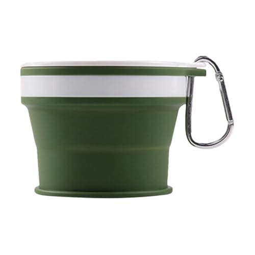 Foldable Silicone Mug – Compact Reusable Expandable Cup, 3.54x3.54x1.06 inches Portable Leak Resistant Drinking Cup with Carabiner Hook | Travel Camping Hiking Hydration Gear