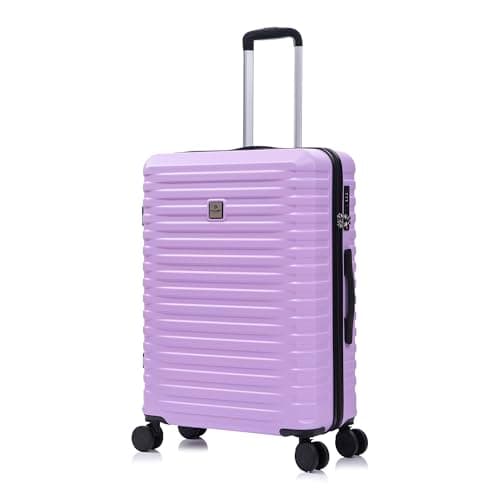 Rocklands Large Suitcase Hard Shell Lightweight 4 Dual Spinner Wheels Trolley Luggage Suitcase Hold Check in Luggage TSA Combination Lock (Purple, Medium 24")