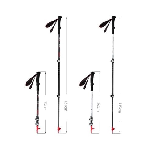 Rockreyoa Nordic Walking Poles Carbon Fibre Monopod Playpen Nordic Foldable Hiking Poles Women Men Telescopic Trekking Poles for Outdoor Hiking Camping Mountaineering White — view 3